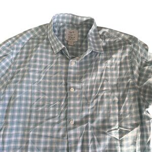 Men's Blue Checkered Short Sleeve Shirt